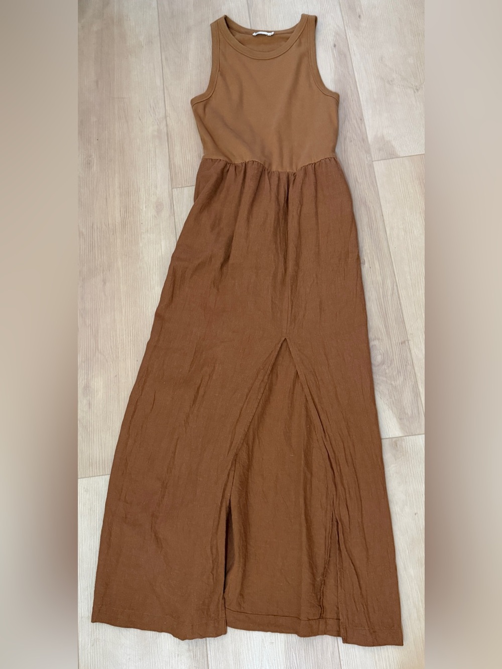 Carve Women's Camel Split-Front Maxi Skirt